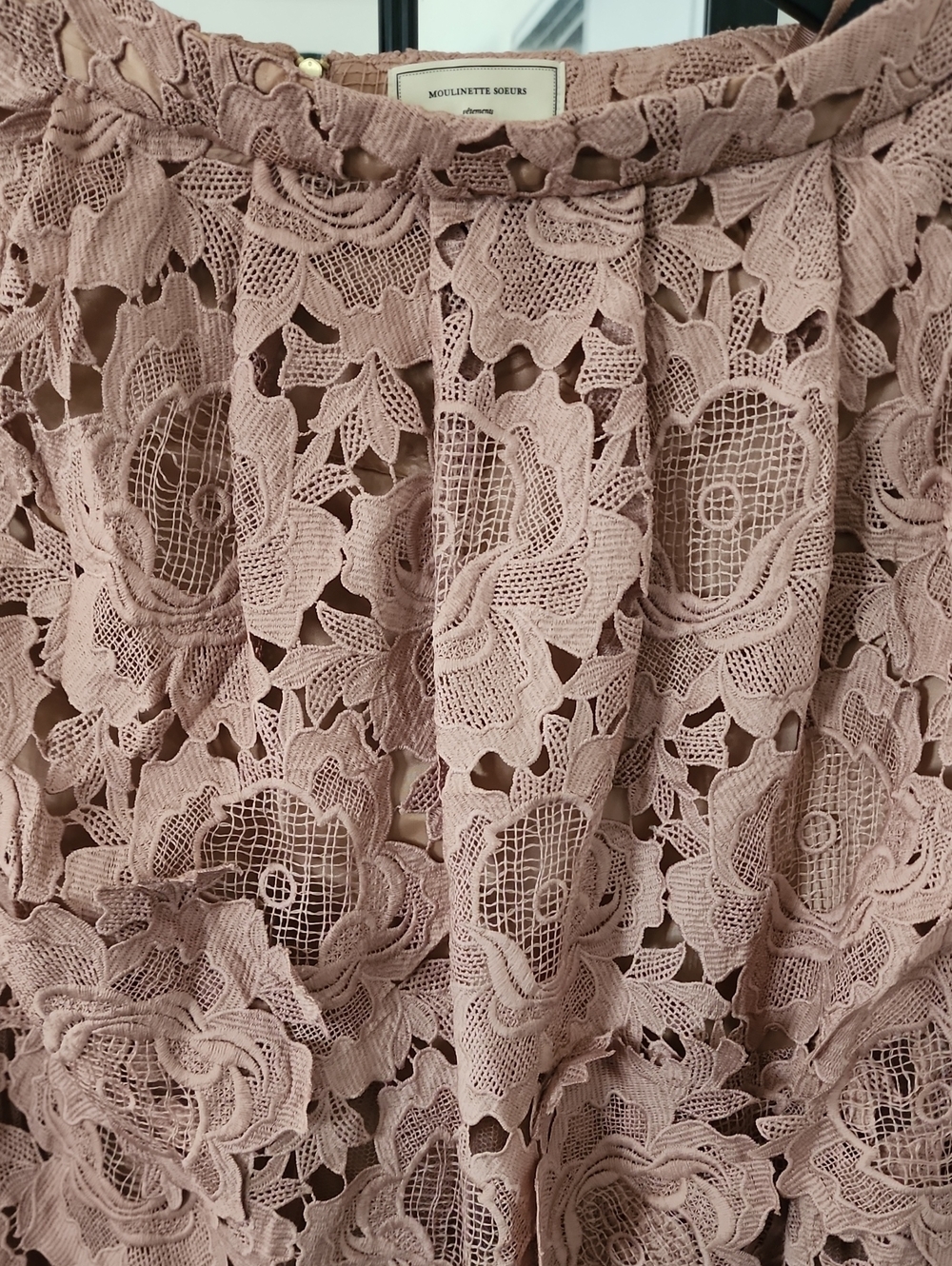 Moulinette Soeurs Anthropologie Blush Floral Lace Midi Skirt Romantic - Picture 4 of 12